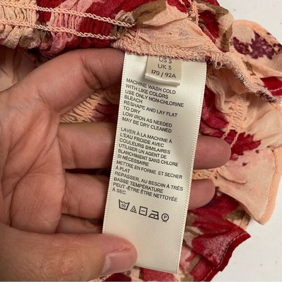 Free People  Daphne Blouse In Romantic Combo smocked longsleeve lace top‎ sz S - Picture 7 of 10